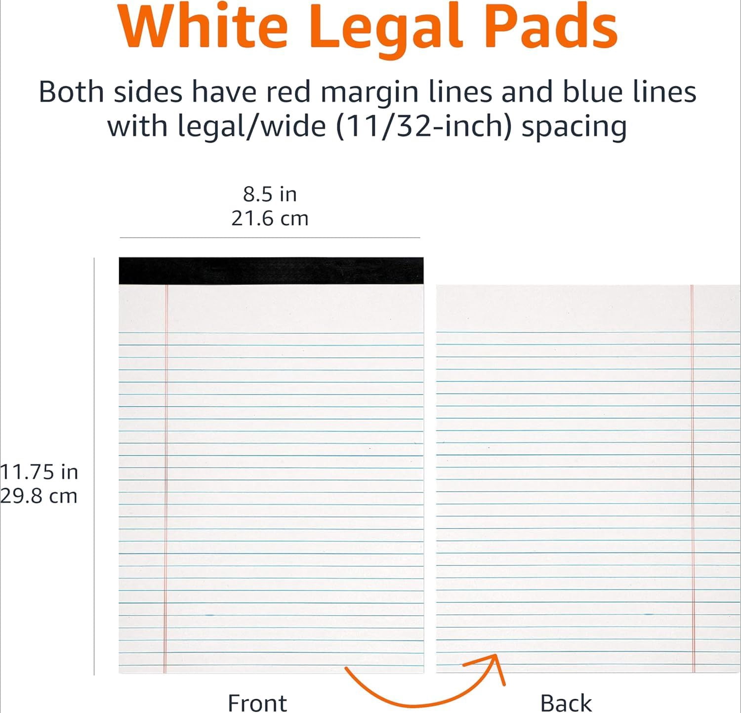 Basics 50 sheet Wide Ruled Lined Writing Note Pad, 8.5" x 11.75", 12-Pack, 600 Perforated Sheets, Canary