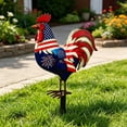thumbnail image 5 of erdimoy 4th of July Patriotic Metal Rooster Yard Stake, 12" Red White Blue Garden Decoration with Stars, Fireworks & American Flag Design, 5 of 6