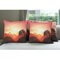 thumbnail image 6 of Ambesonne Nature Throw Pillow Cover 4 Pack, Sunset Tree Mountains, 24", Coral Orange Dark Brown, 6 of 7