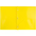 thumbnail image 2 of Carpetas Pop De Plástico De Color Jam Paper, Carpetas Duraderas De 2 Bolsillos Con Cierres De Sujeción De Puntas Metálicas, Amarillo, Paquete De 3, 2 of 5