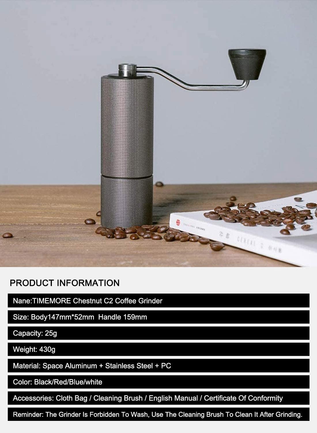 TIMEMORE – Chestnut C2 Manual Coffee Grinder - Naivo Café
