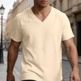 thumbnail image 5 of Aofany Big and Tall T Shirts for Men Summer Short Sleeve V Neck Tops Classic Casual Soft Cotton Linen Basic Tee Shirts, 5 of 6
