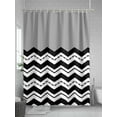 thumbnail image 5 of Shower Curtain Waterproof for Bathroom 72x84 Inch, Grey Black Waves Bath Curtain for Bath Stalls and Tub Chevron Stripe Decorative Shower Curtains with Hooks, 5 of 8