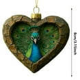 thumbnail image 3 of LanSuare Animal Ornaments for Christmas Tree, 3.1" 2D Heart-shape Acrylic Forest Animal Christmas Ornaments, Christmas Hanging Ornament, Gift for Animal Lovers (Peacock), 3 of 9