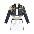 thumbnail image 2 of Girls Pop Idol Stage Costume 3-Piece Set, Kids Sparkly Jacket Inner Top and Shorts for Dance Performance Halloween Party Dress Up, 160 (12-13Year), 2 of 8