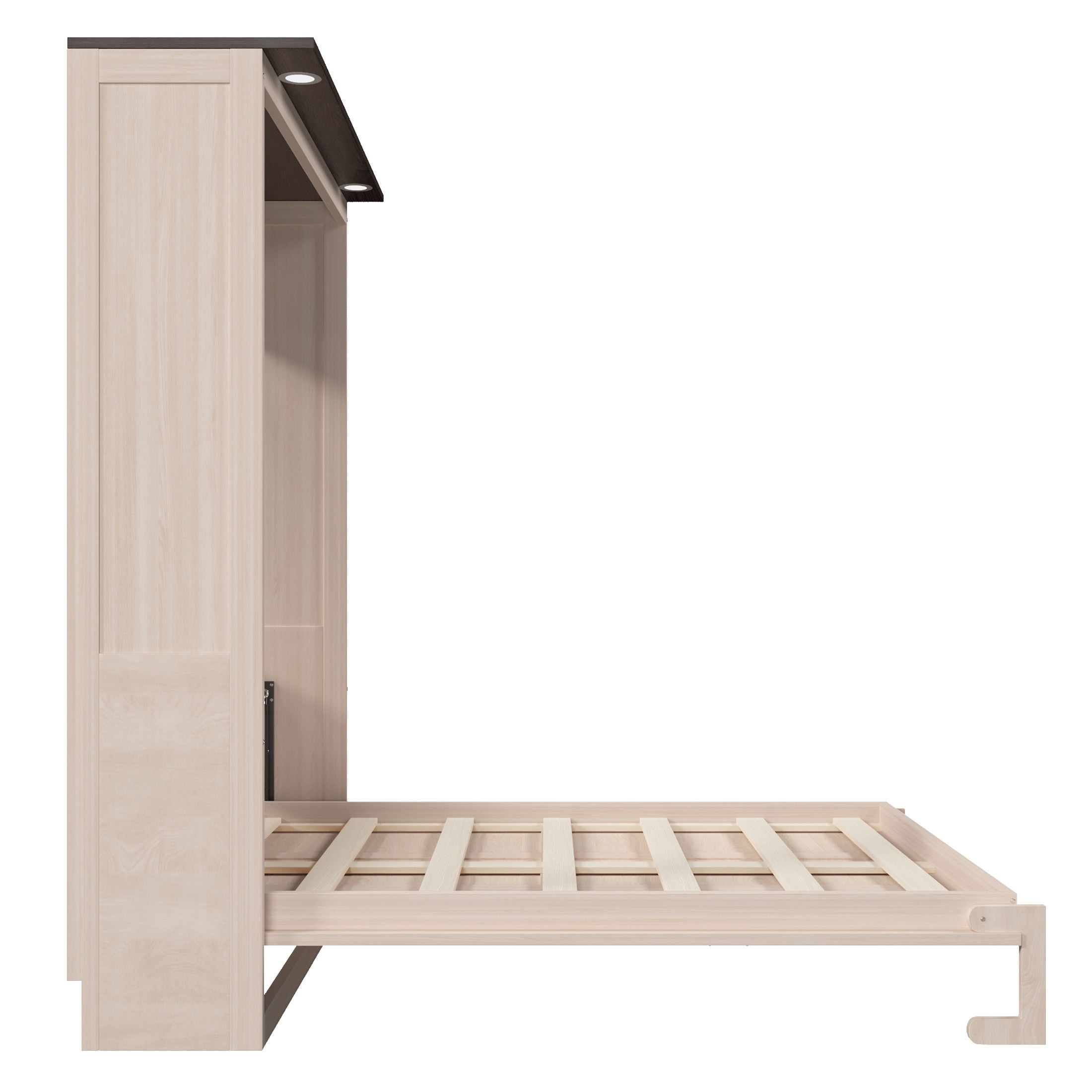 Noble House Fenvale Queen Murphy Bed with Integrated LED Lights, Space-Saving Foldable Cabinet Bed, Beige