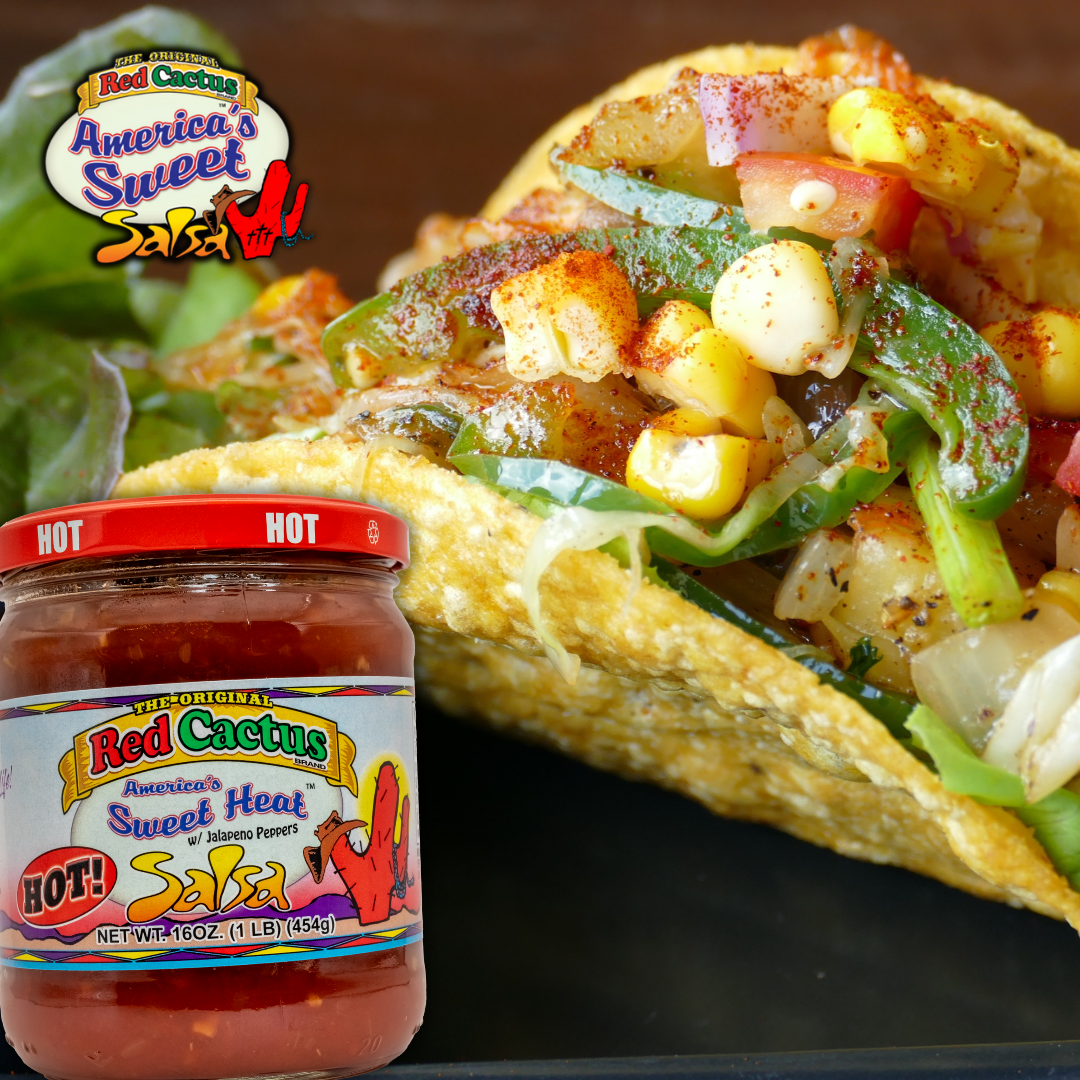 Red Cactus America’s Sweet Heat Salsa with Jalapeno Peppers, Hot, 16 oz - Hot Salsa for Chips, Tacos, and Nachos