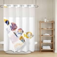 thumbnail image 6 of No Hook Shower Curtain with Snap in Liner, Summer Fish School Funny Animals Waterproof Fabric Bathroom Curtain Mesh Top Window, Watercolor Gradient Shower Curtains 60x72in, 6 of 9