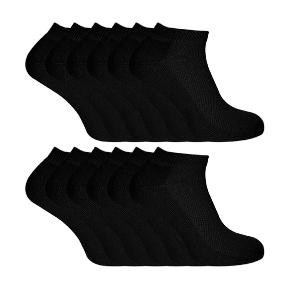 12 Pairs Kids Bamboo Trainer Socks | Sock Snob | Black or White Low Cut Socks for Boys & Girls