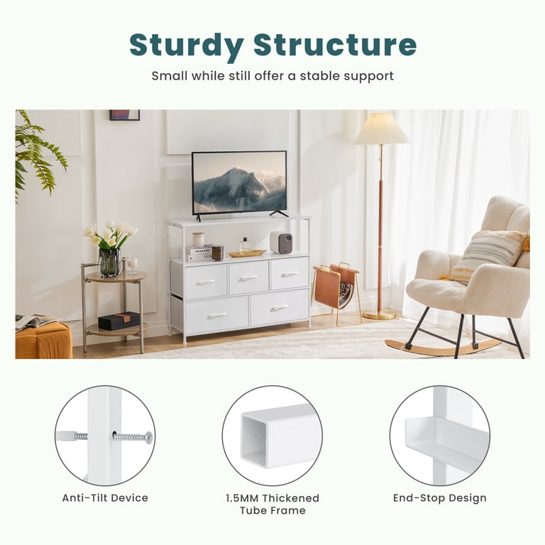 ZUNMOS Wooden Top Board Television Stand with Compartments, Wood