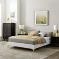 thumbnail image 2 of Platform Bed Frame, King Size, Velvet, White, Modern Contemporary Urban Design, Bedroom Master Guest Suite, 2 of 7
