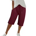 thumbnail image 2 of Delayuji Womens Sweatpants Knee Length Short Pants Ladies Loose Drawstring Casual Solid Color Shorts Fleece Lined Pants Women Red L, 2 of 9