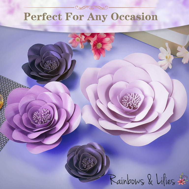 Paper Flowers Decorations for Wall, Large 3D Artificial Fake Flower Wall Decor Baby Girl Boy Nursery Room, Bridal Shower, Wedding Centerpiece, Party