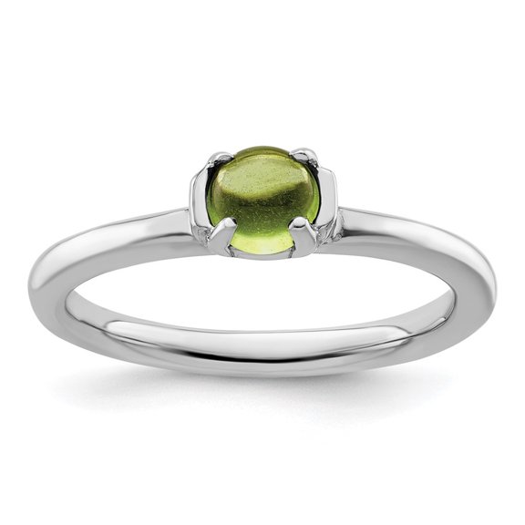 Auriga Fine Jewelry 925 Sterling Silver Polished Peridot Ring for Women Size 10