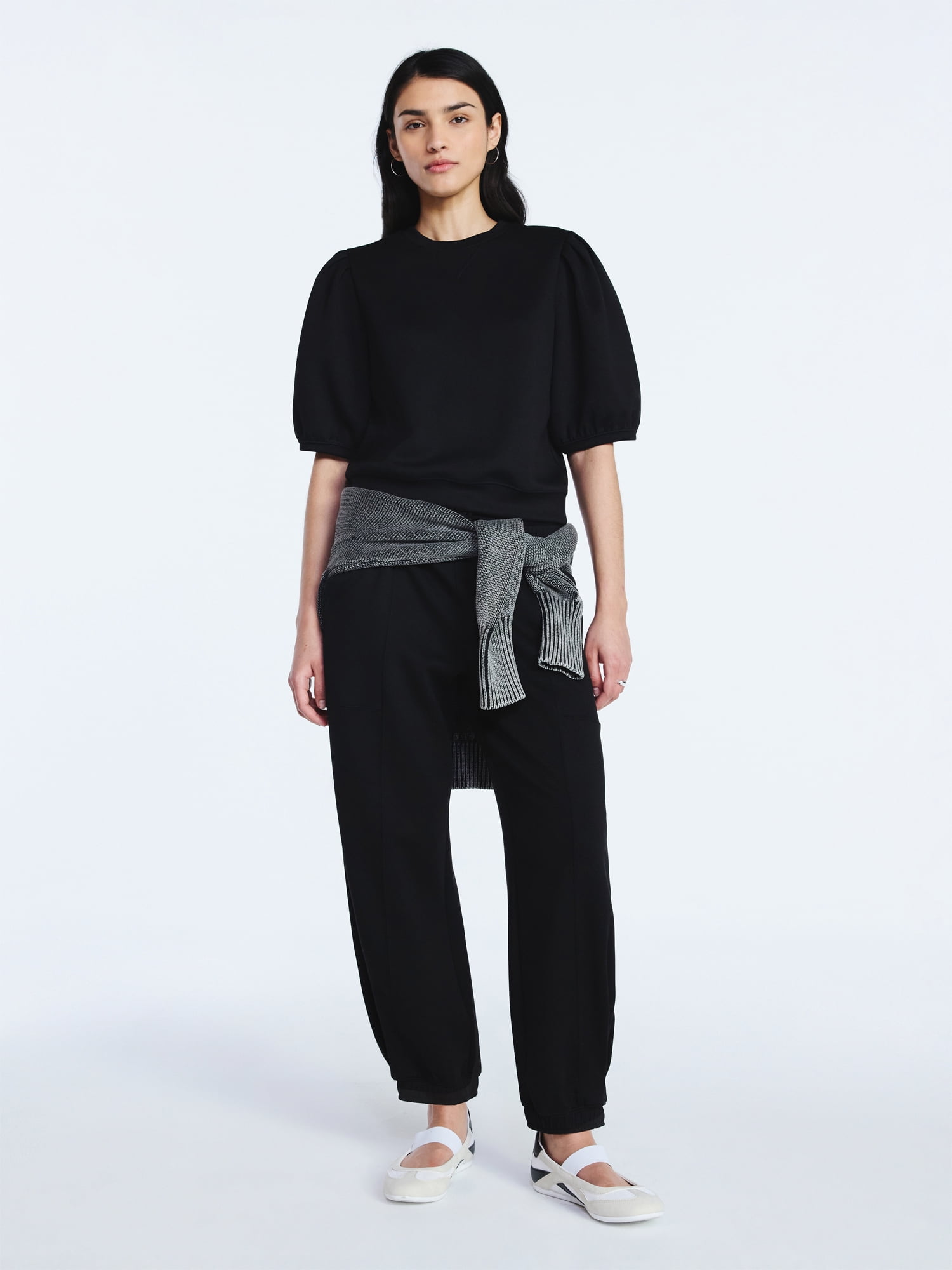 Scoop Women's and Women's Plus New Scubaknit Pleated Sleeve Top, Sizes XS-4X