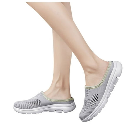 

Slippers for Women Ladies Baotou No Rear Breathable Casual Shoes Hollow Out Mesh Slippers Womens Slippers Mesh Grey 39