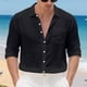 thumbnail image 4 of pstuiky camisas de manga larga para hombre, Camisa tipo cárdigan de manga larga con botones y bolsillos informales de color liso para hombre top de hombre m, 4 of 7