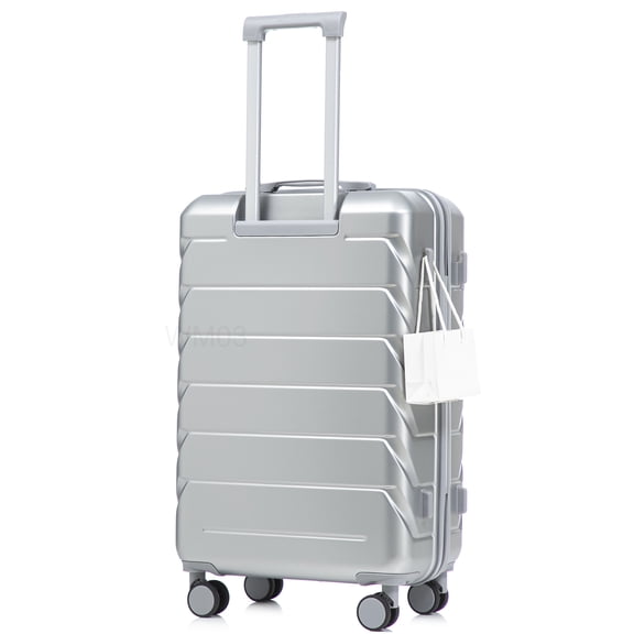CHAMPFLAG Large Capacity 28 Inch Hardside Spinner Suitcase, Silver ABS Travel Luggage with Combination Lock