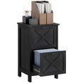 thumbnail image 1 of HOMCOM 2 Drawer Vertical File Cabinet with Silent Slides, Rustic Farmhouse Filing Cabinet with Barn Doors for A4/Letter Size, Printer Stand with Storage for Home Office, Distressed Black, 1 of 5