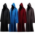 thumbnail image 2 of Hooded Robe Cloak - Medieval Renaissance Wizard Monk Priest Costume, Dark Gothic Knight Cape for Halloween Cosplay, 2 of 7