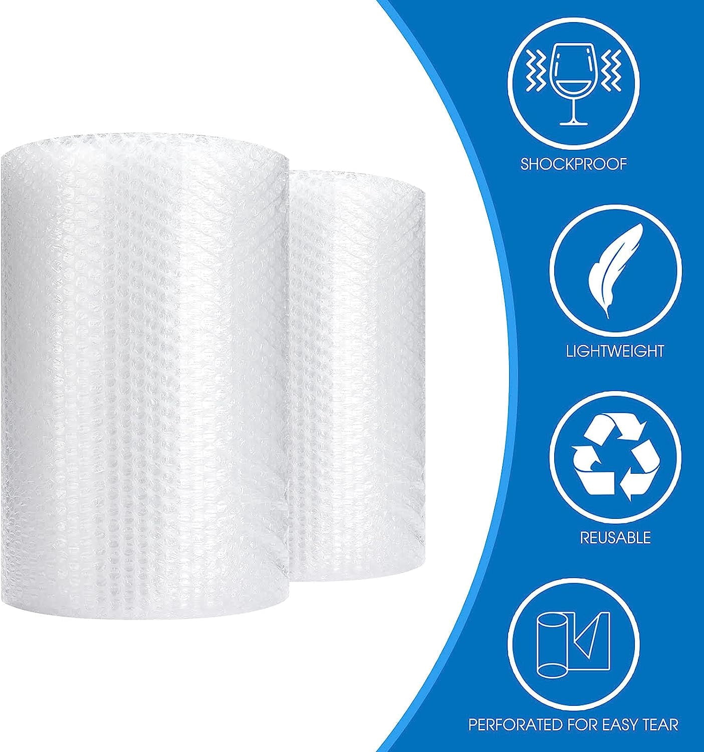 Bubble Cushioning Wrap Roll, 12 Inch x 72 Feet Total [2 Rolls of 36 Feet] Roll Perforated Included 20 Fragile Sticker Label