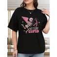 thumbnail image 1 of Camiseta gráfica "Hoy no, Cupido" - Camiseta informal de cuello redondo para mujer, lavable a máquina. Para adultos, hombres, mujeres, adolescentes, jóvenes y uso informal., 1 of 8