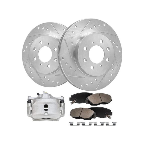 Front Brake Pad Rotor and Caliper Set - Compatible with 1996 - 2005 Honda Civic 1997 1998 1999 2000 2001 2002 2003 2004