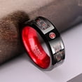 thumbnail image 4 of 8mm Black and Red Tungsten Carbide Wedding Band Rings for Men CZ and Carbon Fiber Inlay Size 7-12, 4 of 5