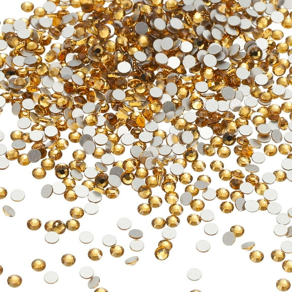 Uxcell SS8 Round Flatback Rhinestones 2.3-2.5mm Crystal Glass Gems Diamonds for DIY Crafts Clothes Shoes Nail Art Decoration, Light Yellow 2880Pcs