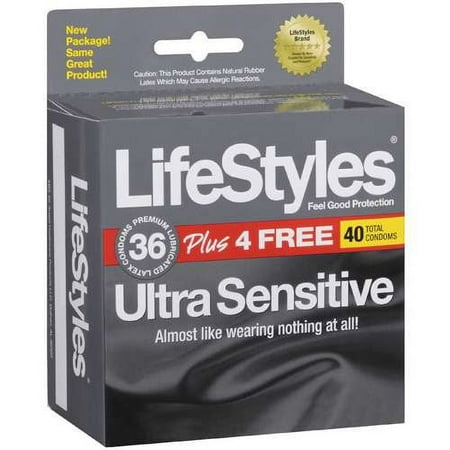 LifeStyles Ultra Sensitive 40ct Condoms, Latex, Lubricated