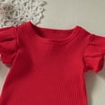 thumbnail image 6 of Bbay Girl Outfits Valentine's Day Fly Sleeve Ribbed Tops Hearts Print Shorts Kids Clothes Red 6 Months-12 Months, 6 of 6