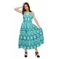thumbnail image 2 of Moomaya Robe Longue Maxi pour Femmes en Coton Imprimé à Bretelles Spaghetti et Col en V, 2 of 6