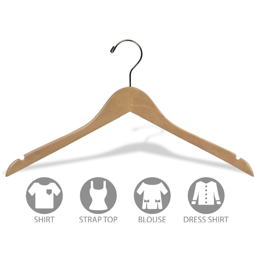 The Great American Hanger Company Wood Top Hangers with Notches box of 100