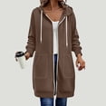 thumbnail image 7 of cocolona Long Hoodies for Women Fall Winter Casual Zipper Sweatshirts Jackets Long Sleeve Oversized Tunic Coats with Pockets, 7 of 7