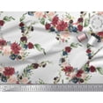 thumbnail image 2 of Soimoi White Heavy Satin Fabric Ranunculus & Penoy Floral Print Fabric Prints By the Yard 56 Inch Wide, 2 of 3