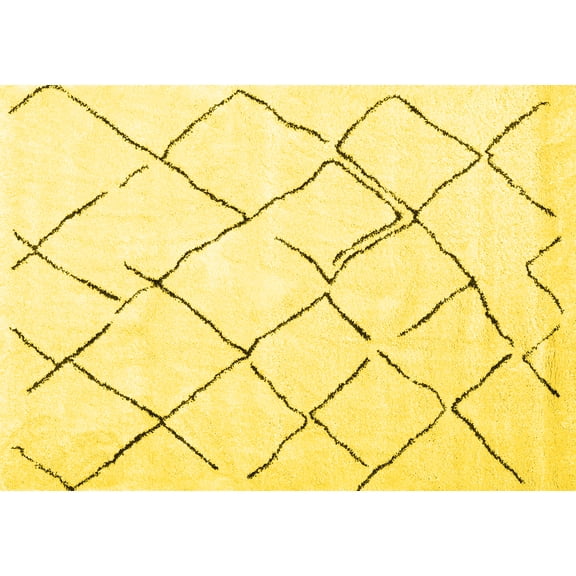 Ahgly Company Machine Washable Indoor Rectangle Persian Yellow Traditional Area Rugs, 5' x 7'