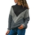thumbnail image 1 of Asyoly Women's Color Block Knitted Sweater Casual Long Sleeve Crewneck Pullover Loose Jumper Knitwear Tops, 1 of 5