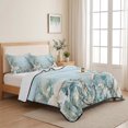 thumbnail image 5 of Twin Quilt Set 68''x86'', Blue Coastal Lightweight Summer Bedspread Coverlet Set with 2 Pillow Shams, Beach Nautical Anchor Starfish Botanical Breathable All Season Quilt Bedding for Dorm/Bedroom, 5 of 9