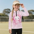 thumbnail image 3 of Psesaysky Girls Pink Axolotl Stripes Print Long Sleeve Shirts with Stand-up Collar Half Zip Pullover Quick Dry Athletic Workout Tops for Kids Sport Performance Clothes 6-7 Years, 3 of 6