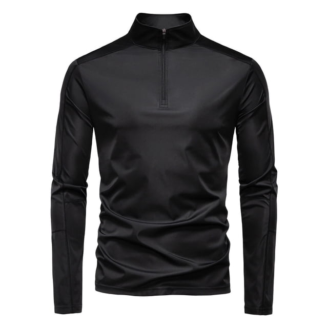 pstuiky Camisas de invierno de manga larga para hombre, Camisa de manga larga con media cremallera y cuello alto para hombre, con protección solar UPF100+, para primavera y verano l