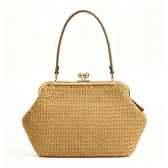 GASTROPOD Kiss-Lock Bag for Women Kiss Lock Purses and Handbag Large Straw Beach Shoulder Bag Summer Straw Tote Messenger Clutch Bags