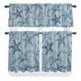 thumbnail image 2 of Kitchen Window Curtains Valance and Tier Set, Summer Blue Sea Stars on Wood Board Rod Pocket Tier Curtain Valance Set, Marine Life Light Filtering Cafe Curtains for Bedroom Living Room, 2 of 9
