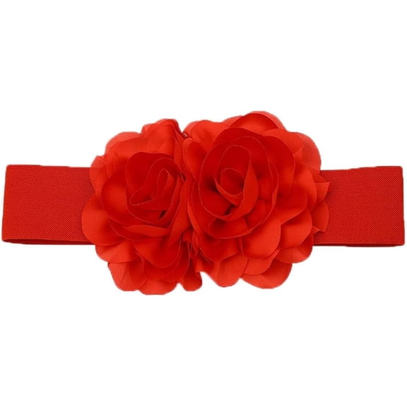 KuKuzhu Women's Big Flower Stretchy Belt Elastic Wide Chunky Waistband Belts Cinch Belts for Dress