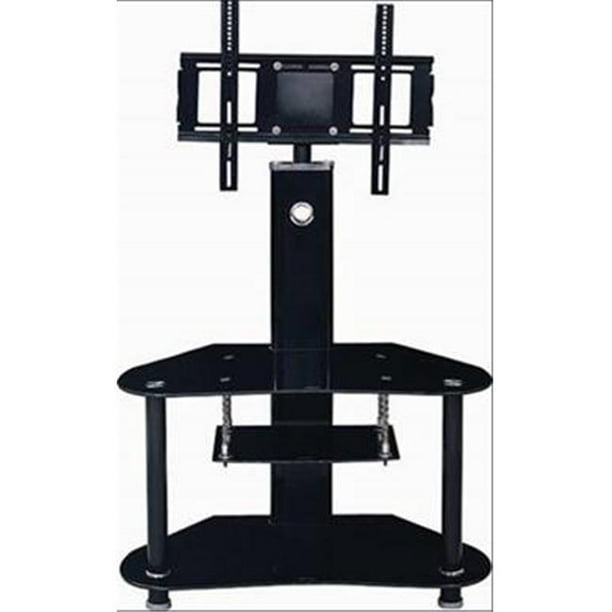 Swiveling Corner Glass TV Stand with Mount