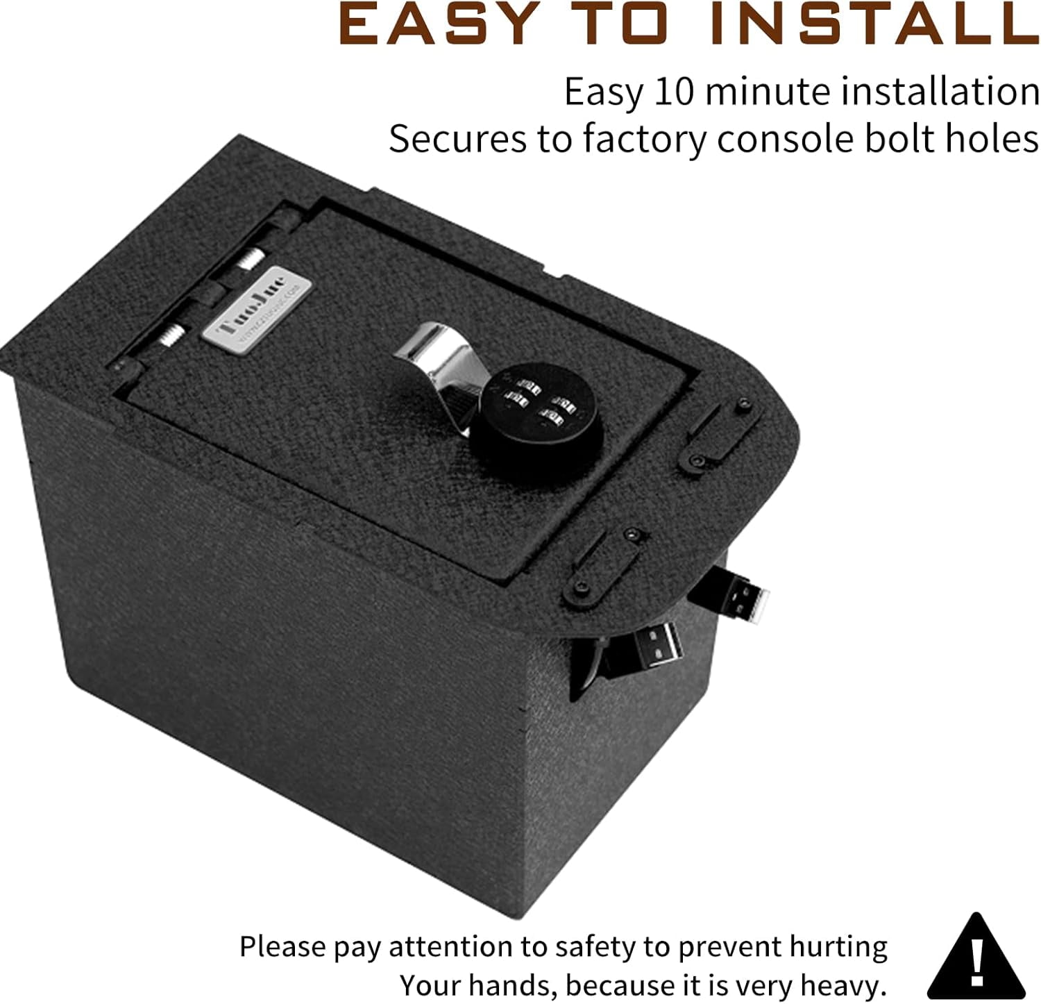 Center Console Safe Gun Safe Box Compatible with 2019-2022 Toyota RAV4, with 4-Digit Combo Lock, Center Console Organizer
