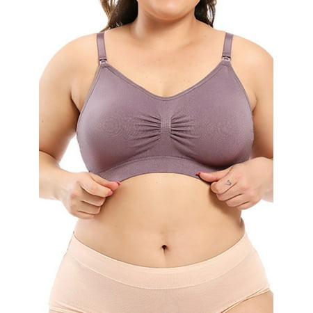

20pcs Women Bra Vest Front Buckle Breastfeeding Tank Top Stretch Workout Sport Shaping Underwear Purple XXL