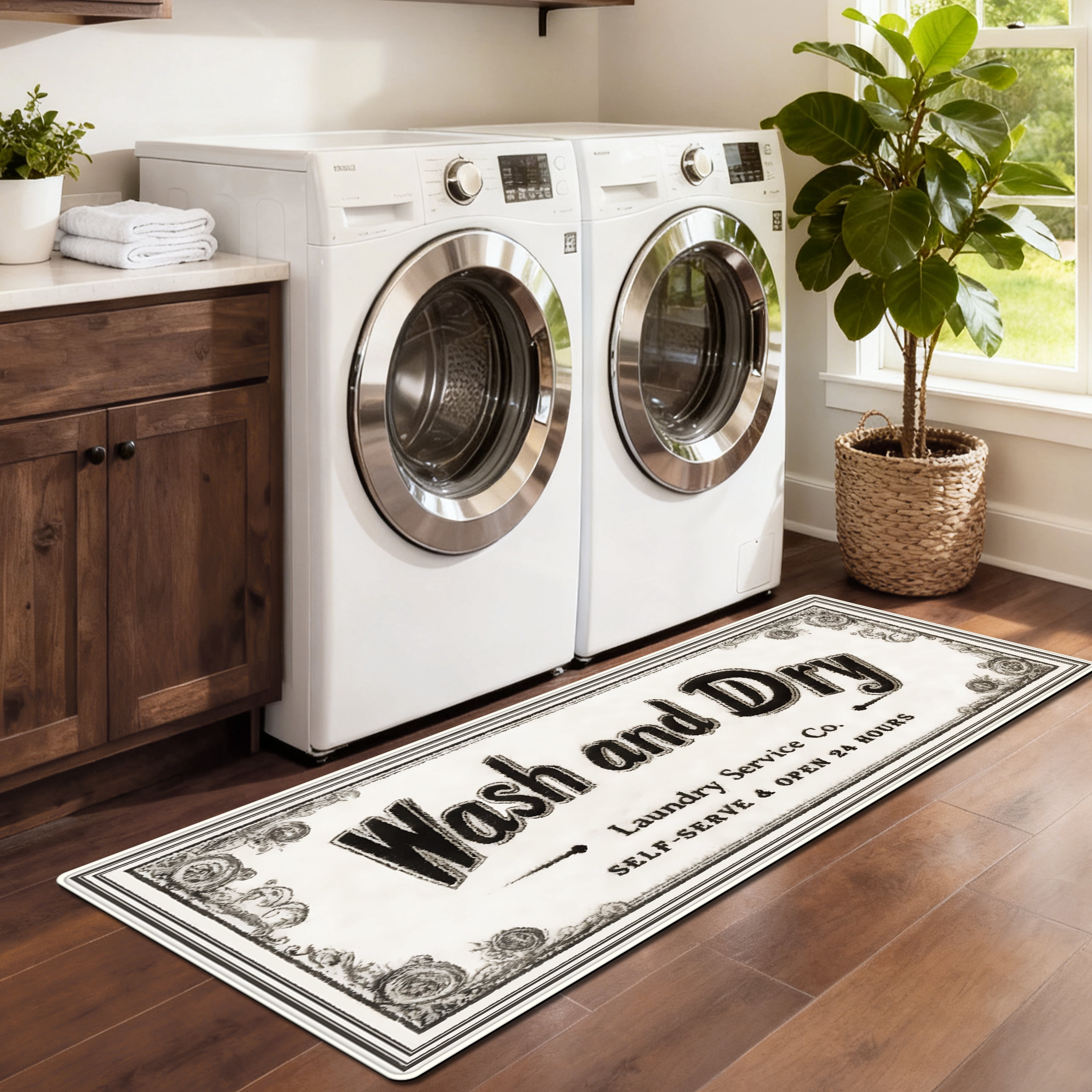 Laundry Room Runner Rug for Hallways Kitchen Runner Rug Non Slip 20"X47" Washable Runner Rugs with TPR Backing Soft Text Carpet Indoor Machine Washable Accent Rug Low Pile Carpet