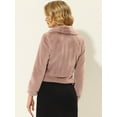 thumbnail image 4 of DARING DIVA Women's Notched Lapel Open Front Fleece Cropped Coat XS Dusty Pink, 4 of 6