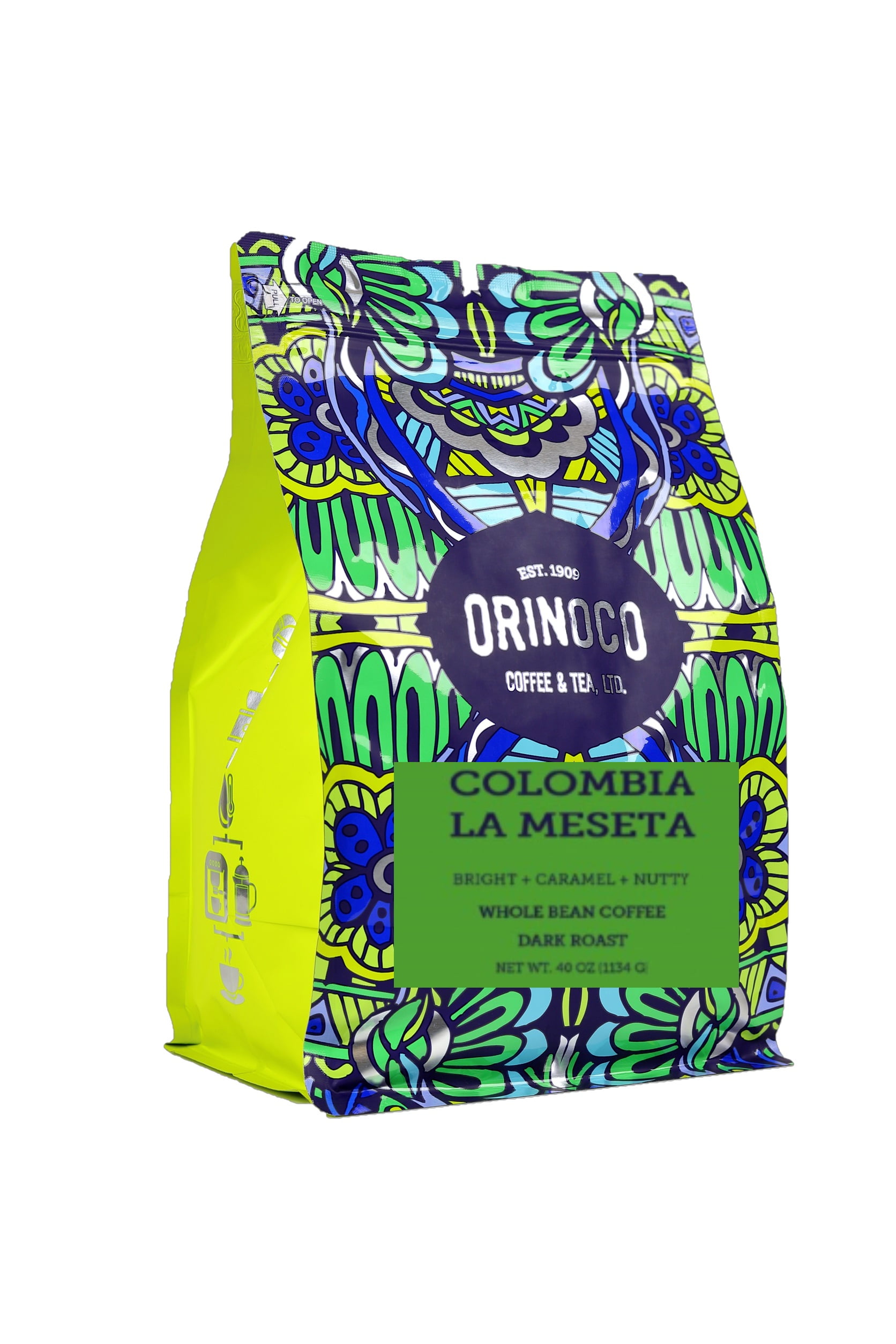 Orinoco Colombia La Meseta 2.5lb bag,  Dark Roast, Whole Bean Coffee, 100% Arabica beans