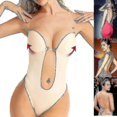 thumbnail image 3 of Body moldeador con escote en V profundo para mujer, sin tirantes y sin espalda, 3 of 5